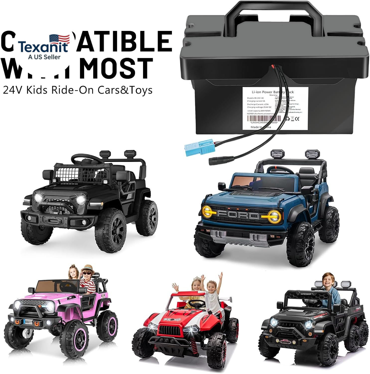 24V8Ah Lithium Battery for Ride-On Toys & Cars, Compatible with Dynacraft Realtr