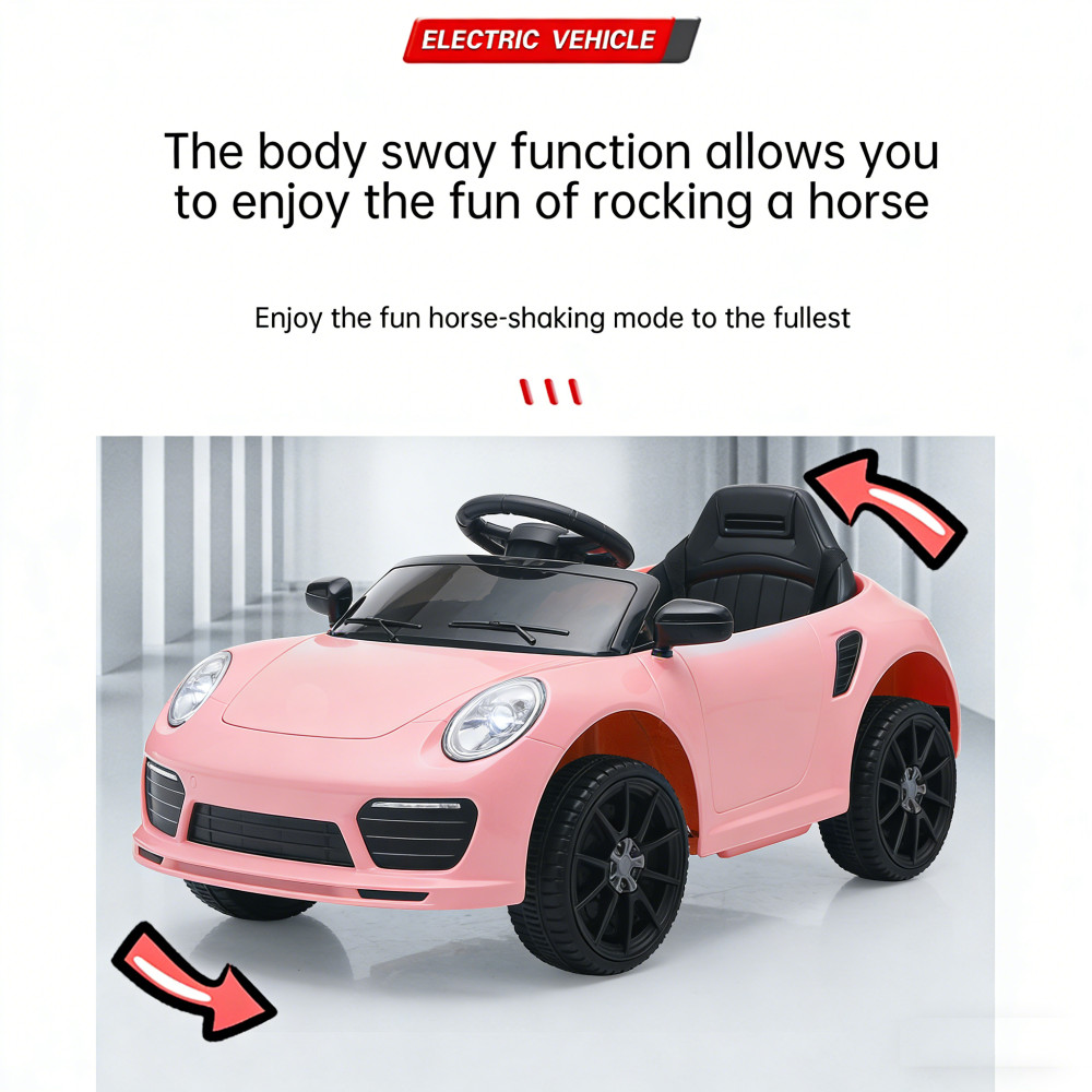 Electric Ride On Car w/ Remote, Pink Swing Seat for 3-5 Year Old Kids