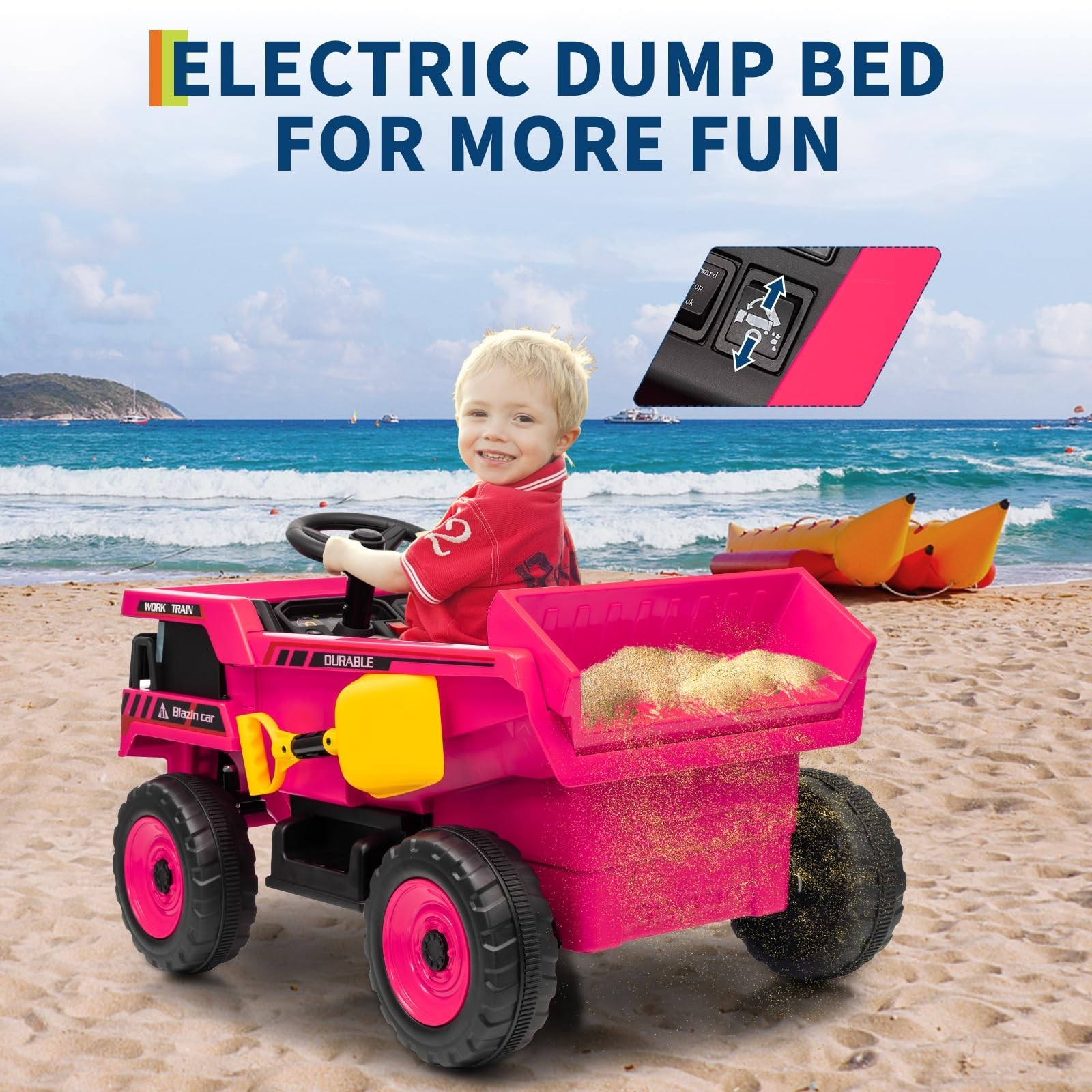 12V Kids Ride On Dump Truck With Remote Control & Shovel Electric Ride On Toy