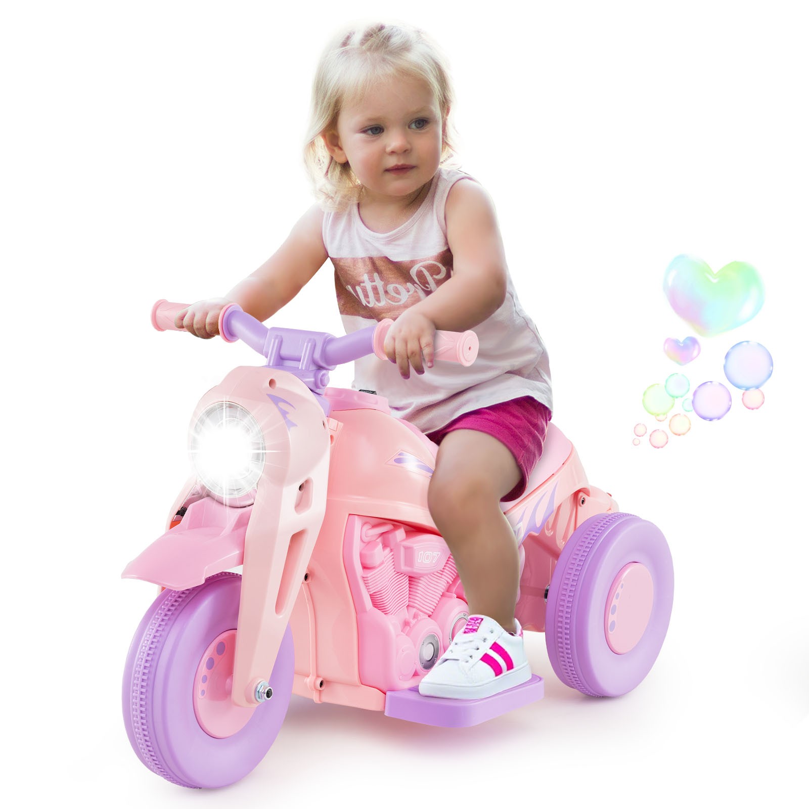 6V Kids Bubble Car Electric Ride on Motorcycle w/ Music Button & LED Headlight