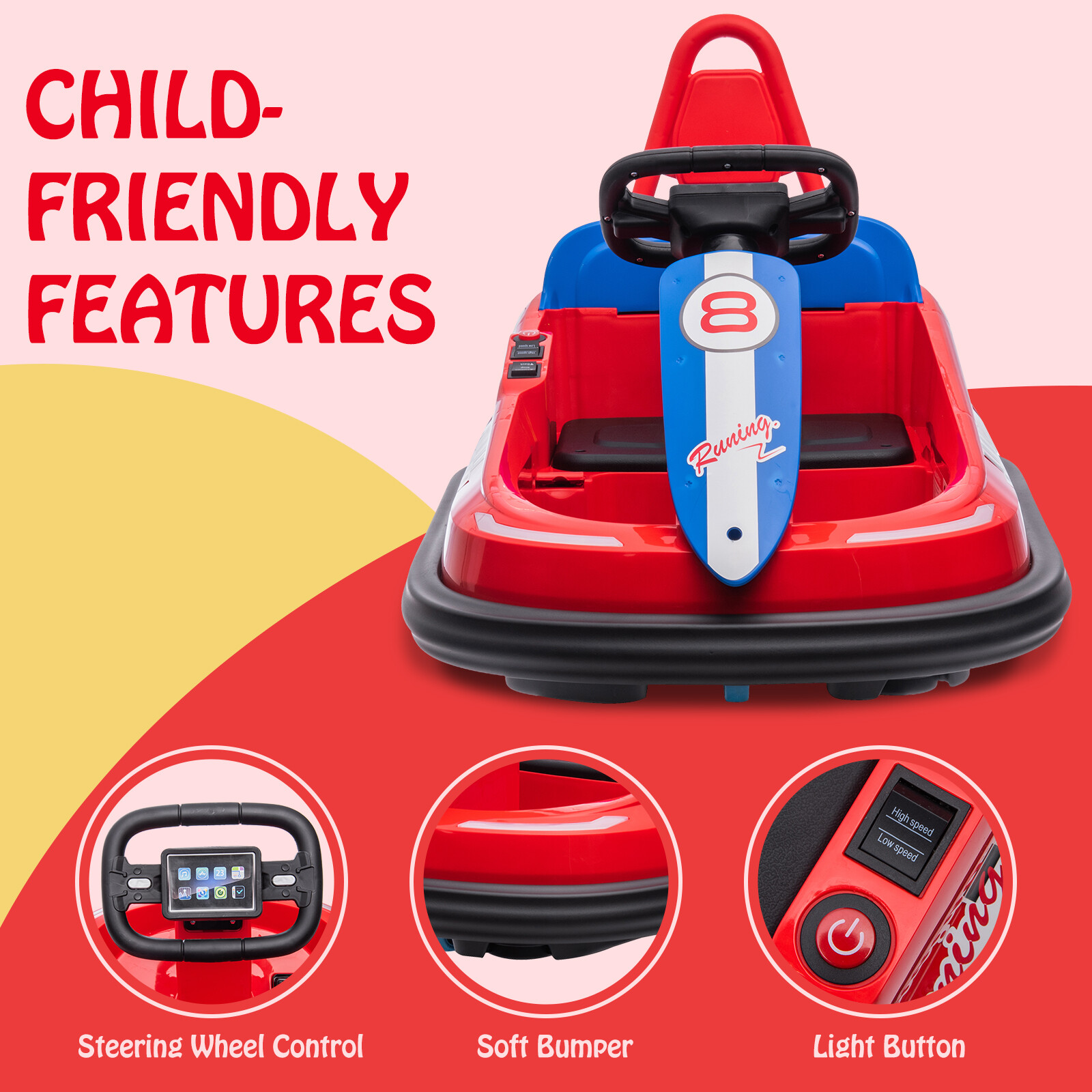6V Kids Electric Ride On Toys Bumper Car for Toddlers 3-8 Years 360 Degree Spin