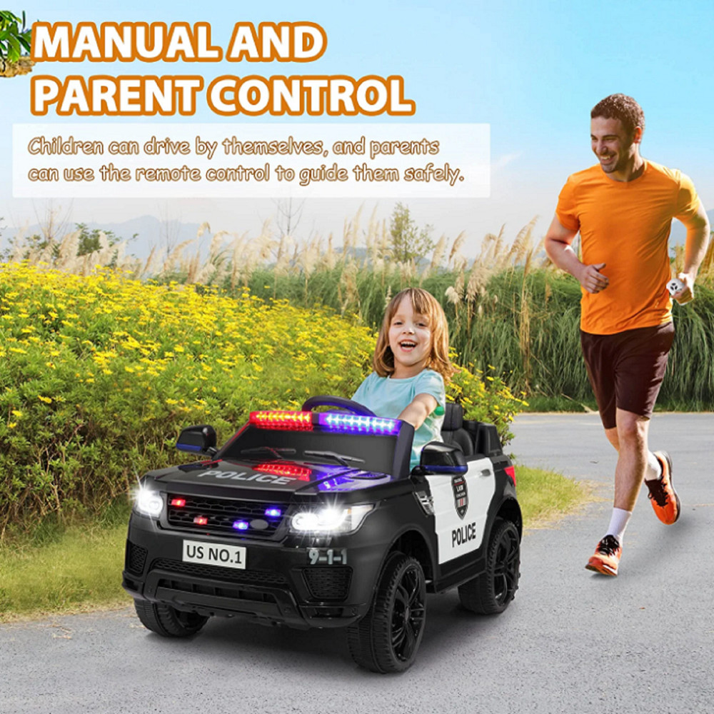 TOBBI 12V Kids Police Car Ride-On SUV with Parental Control Remote