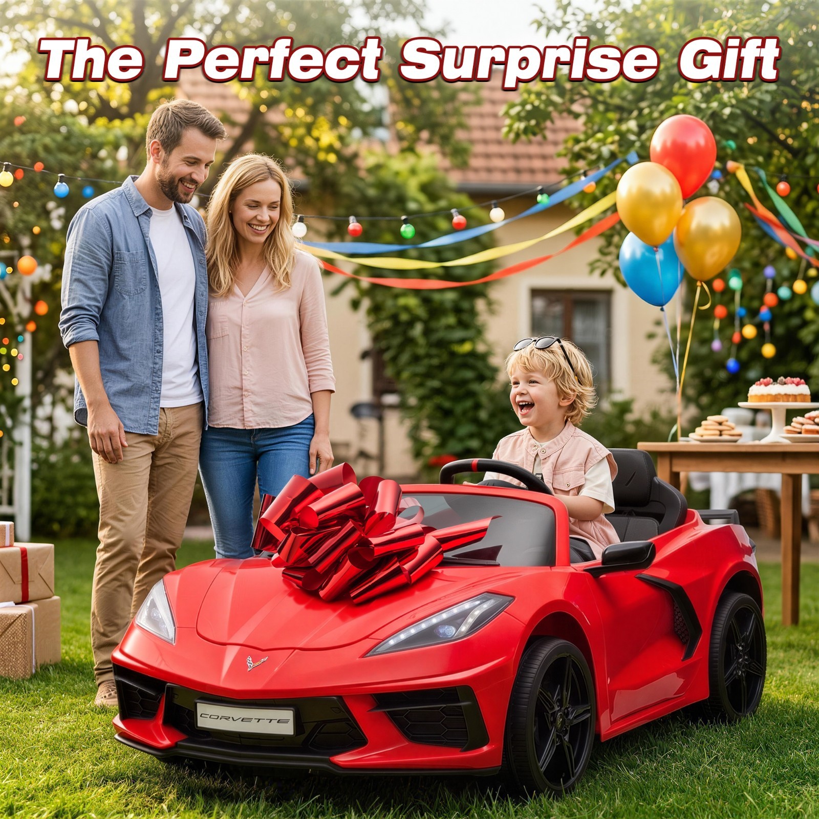 24V 4WD Kids Ride On Car 4 Motors 7AH Battery, LED, MP3, Spring Suspension, Gift