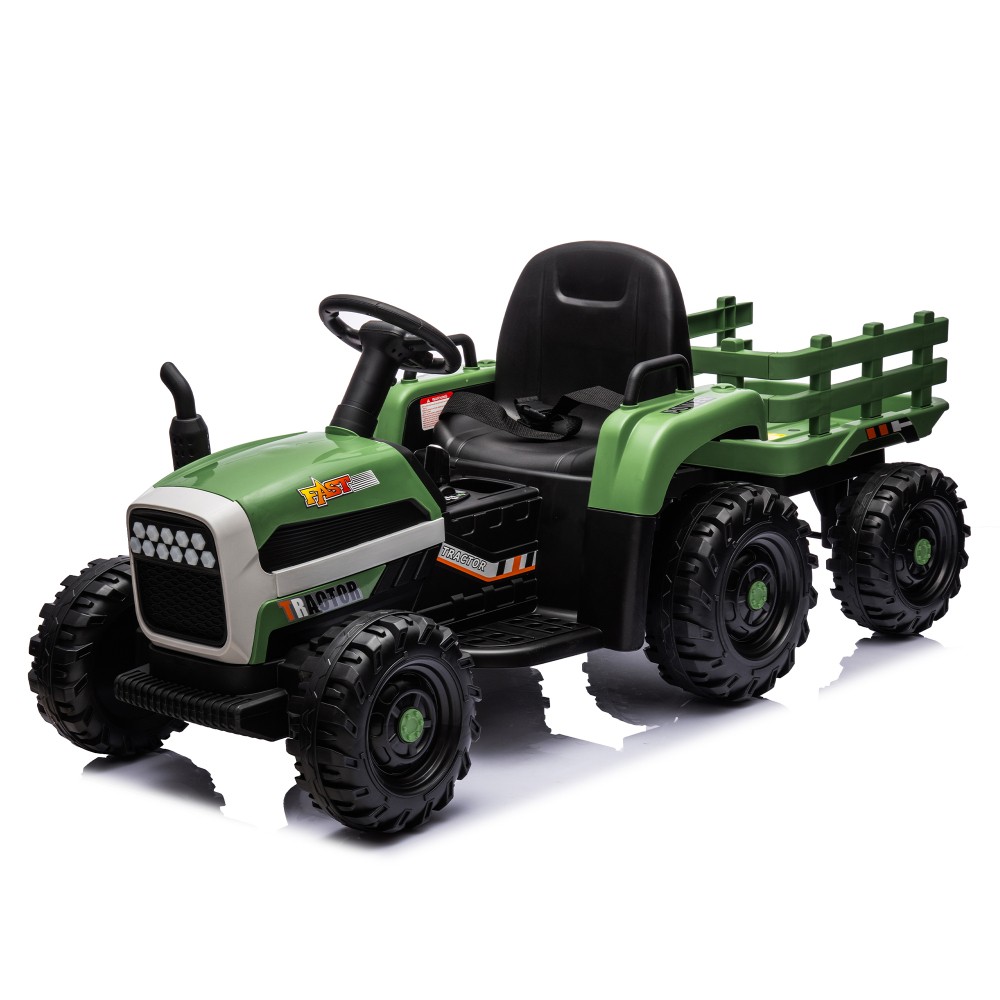 Kids Ride On Tractor w/Trailer 24V Battery Powered Electric Vehicle Toys Remote
