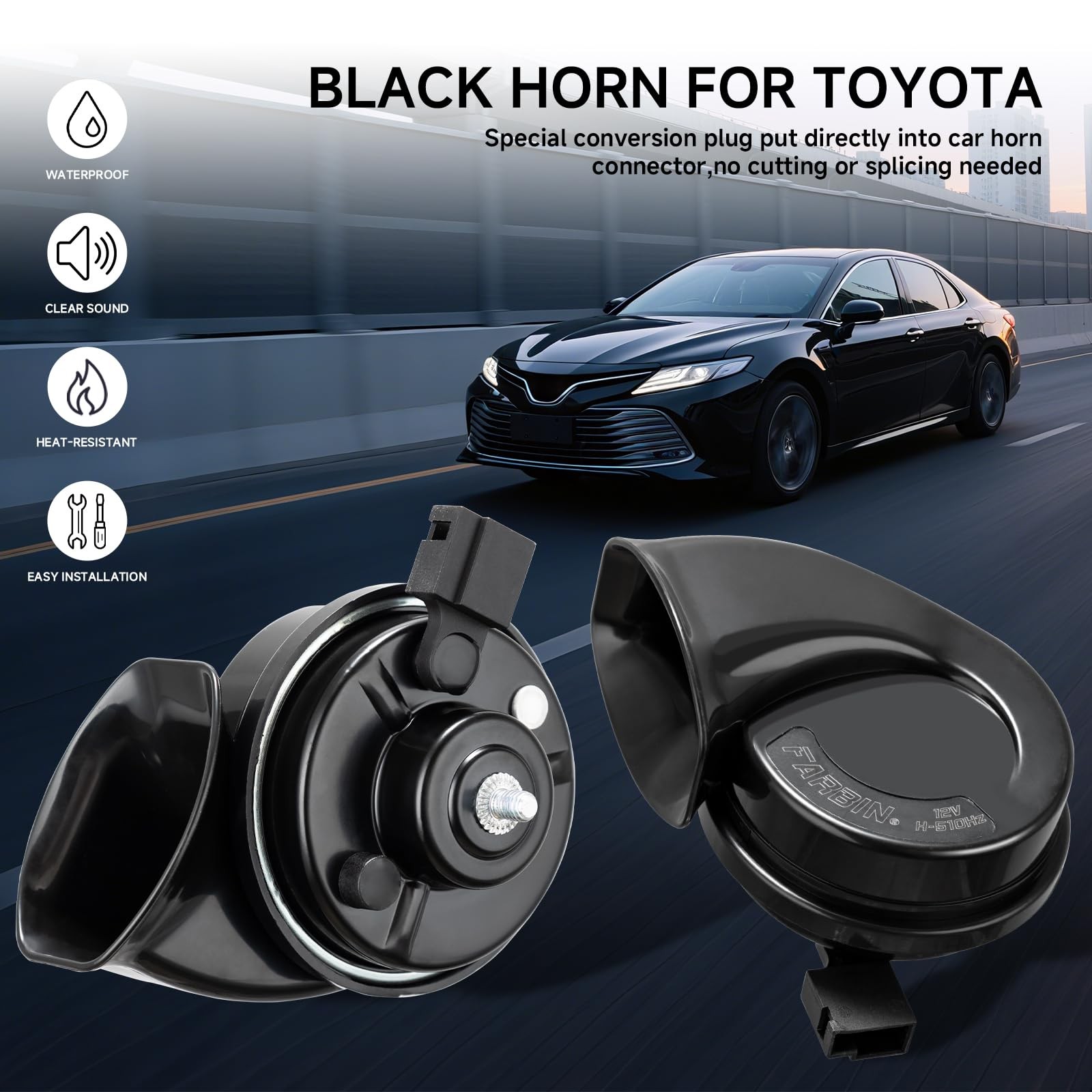 Car Horn for Toyota Lexus, 12V Waterproof Auto Horns with 1 to 2 Horn Plug fo…