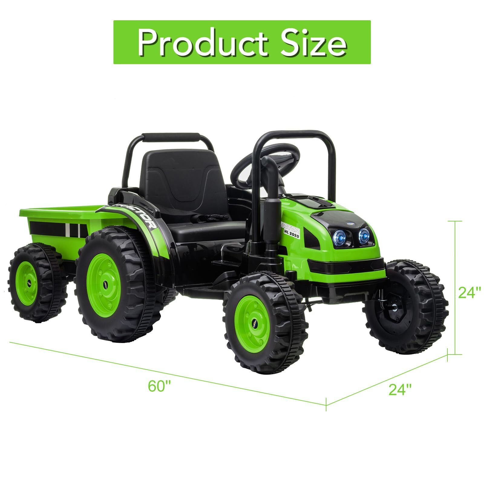12V Upgraded Ride on Tractor with Trailer Electric Fun Toys Remote Control Kids