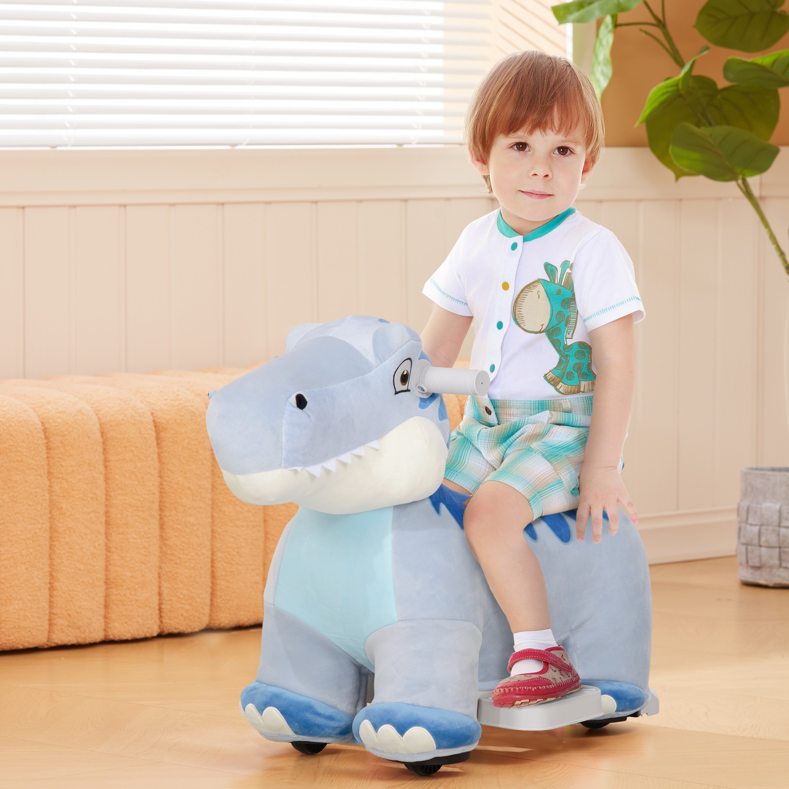 6V Kids Electric Ride on Animal with Music Forward, Blue