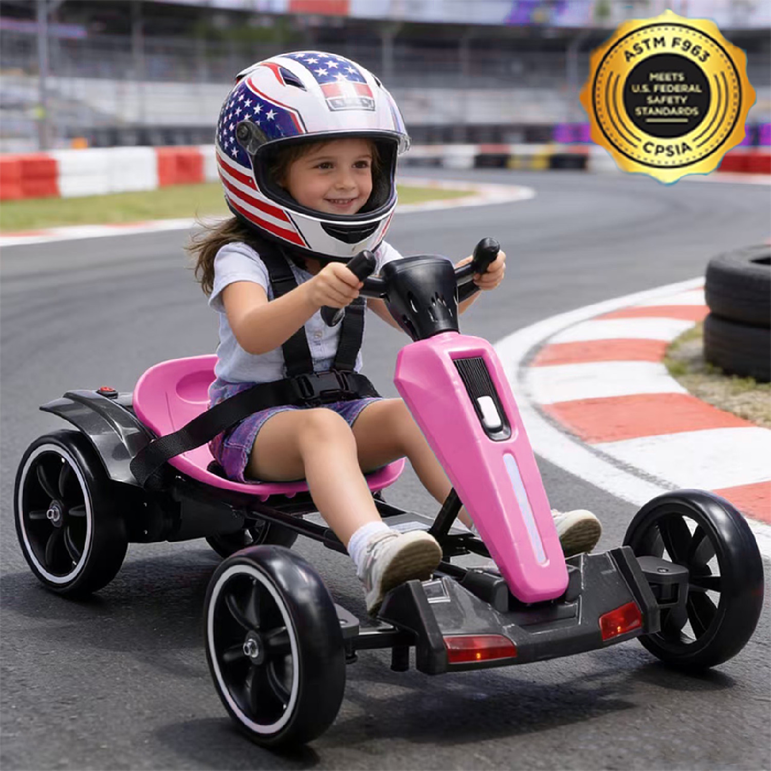 12V Electric Kids Pedal Go Kart Adjustable Seat Ride On Toy 3-6 Years Magenta