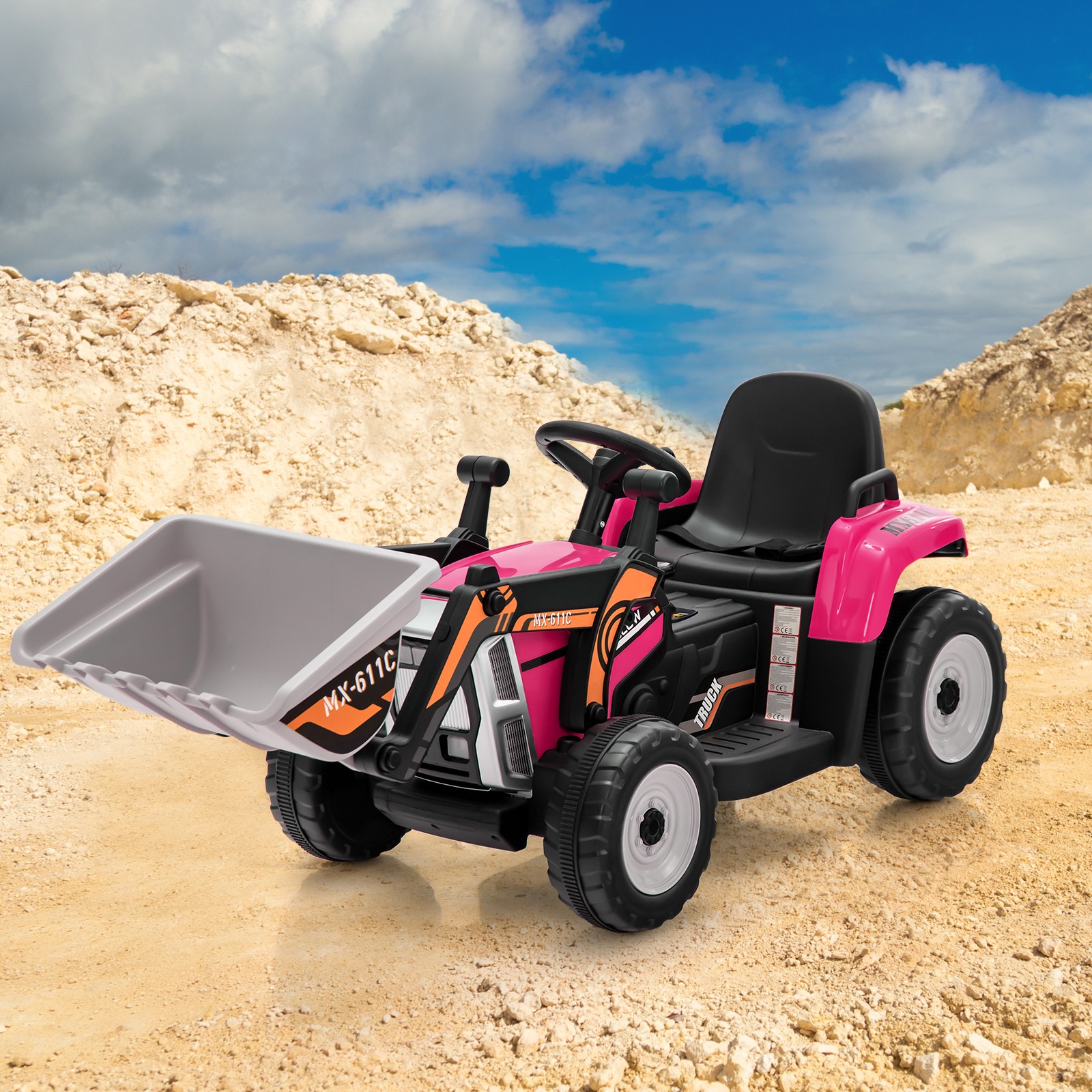 12V Kids Ride On Excavator RC Electric Toy Tractor with 2.4GHz Remote Control