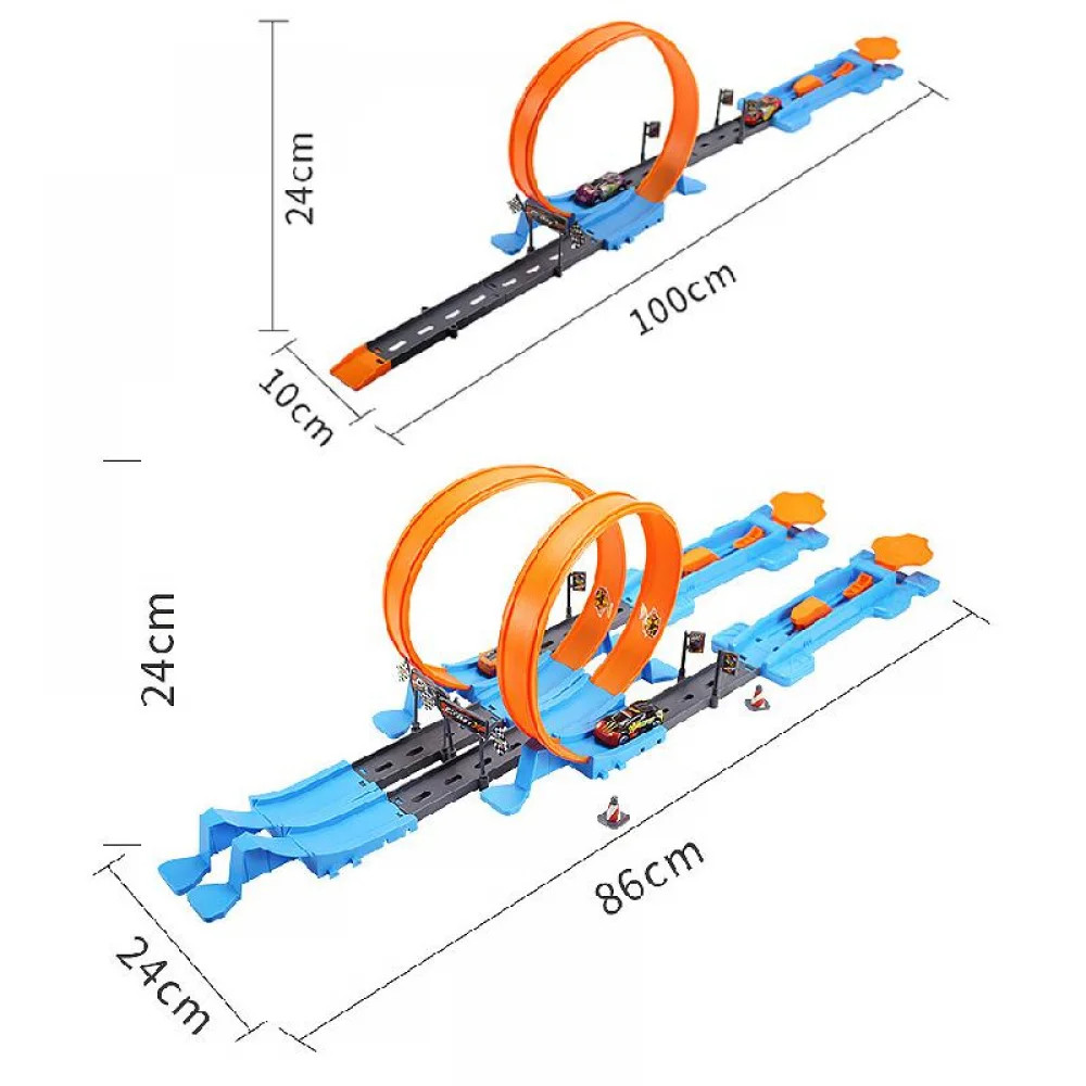 Stunt Speed Double Car Wheels Model Toys For Kids Racing Track Diy Assembled Rai