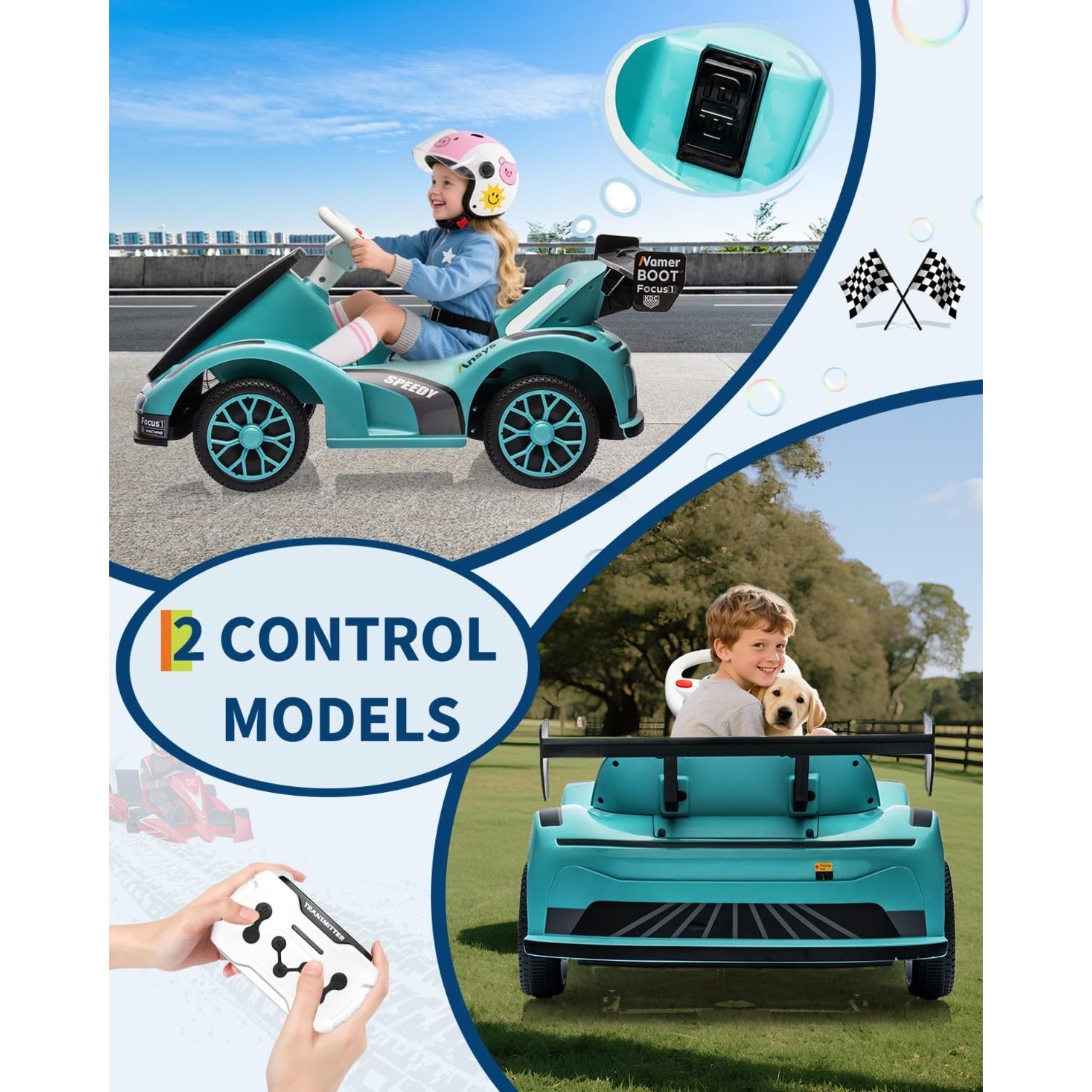 6V Electric Ride-on Racer Go Kart for Kids With Remote Control & Pedal Operation