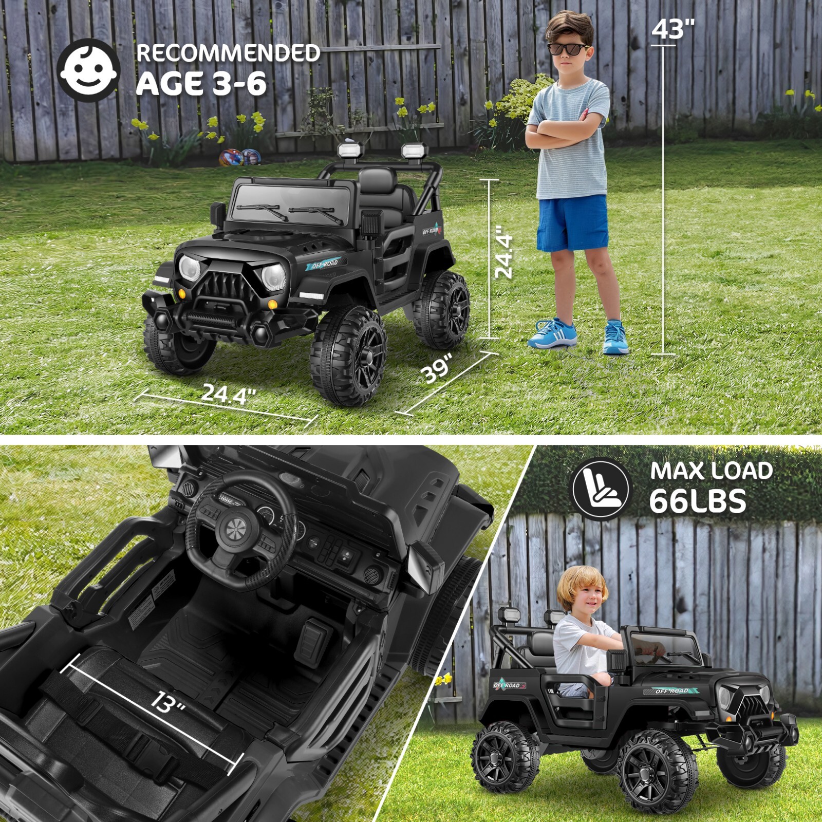 Kids Electric Ride On Truck 12V Power Battery Car w/ Remote Control MP3 Player