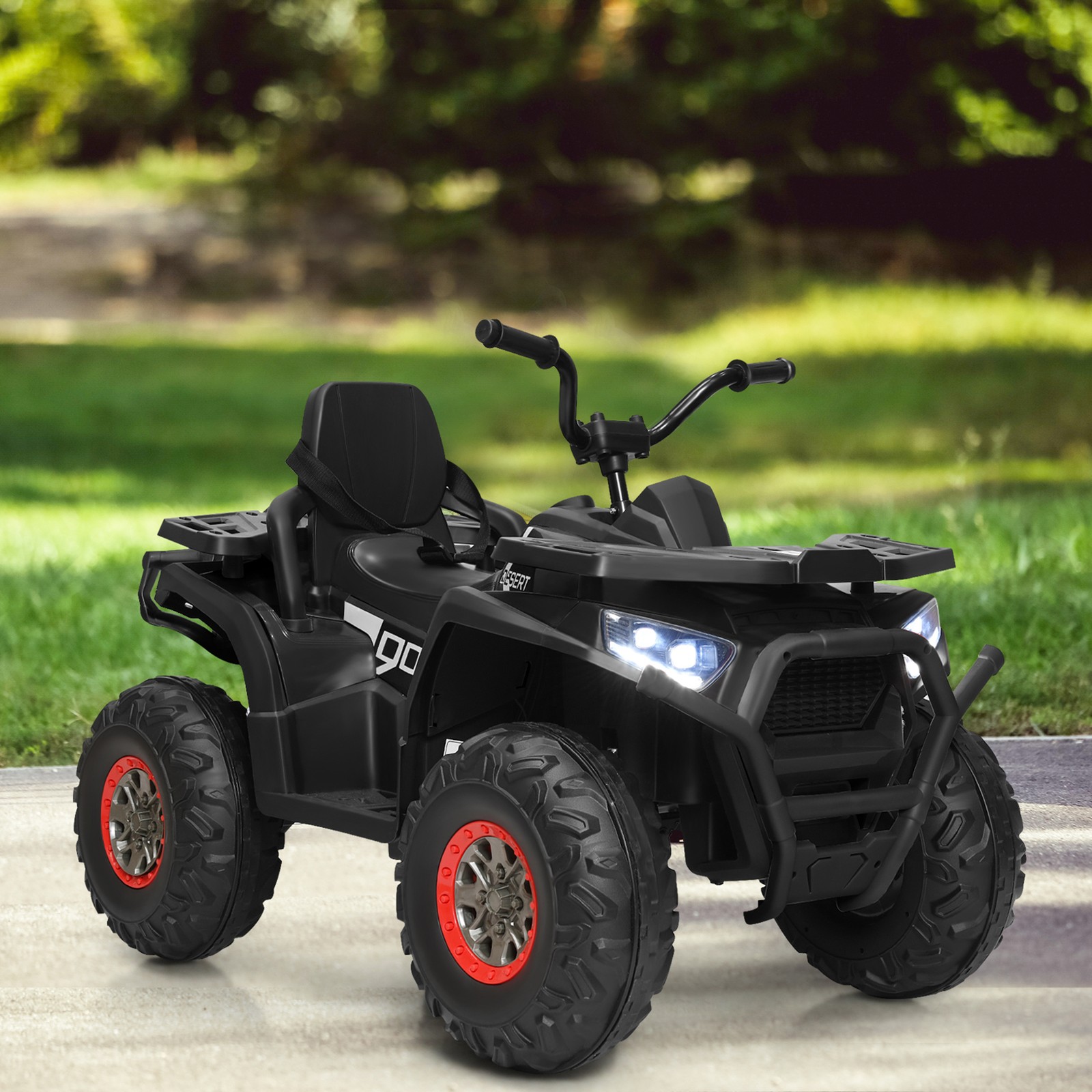 12V Electric Kids Ride On Car ATV 4-Wheeler Quad w/ LED Light Black