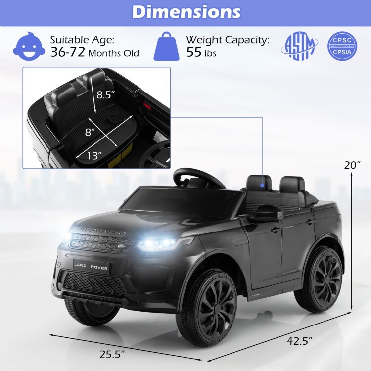 12V Electric Ride On Car Gift Kids w/Remote Control Lockable Doors & LED Lights