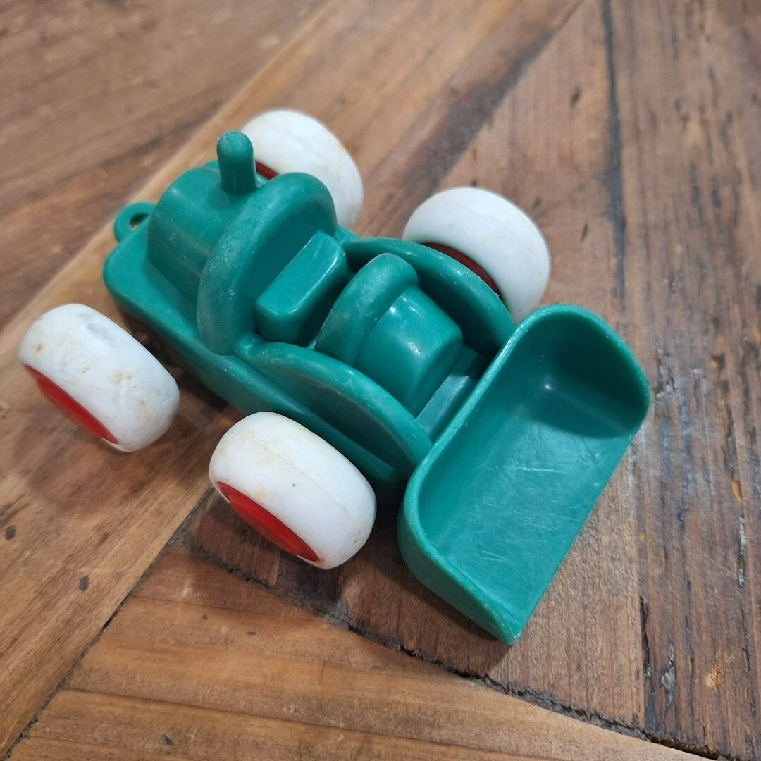 Viking Toys Sweden Bulldozer 1144 Green Play Vehicle Rubber Wheels Hitch Toddler