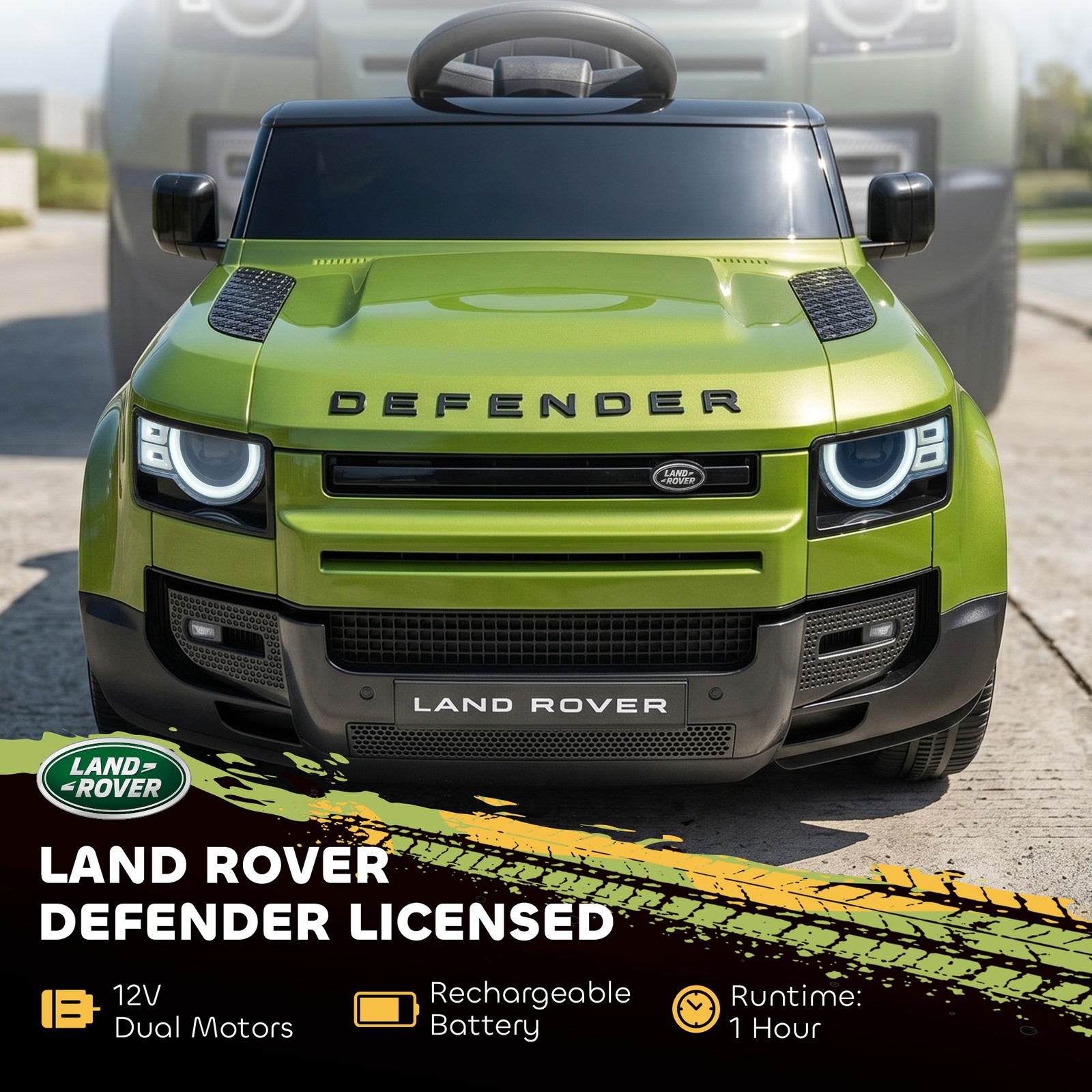 Qaba 12V Ride on Car Licensed Land Rover with Suspension & Remote, Green