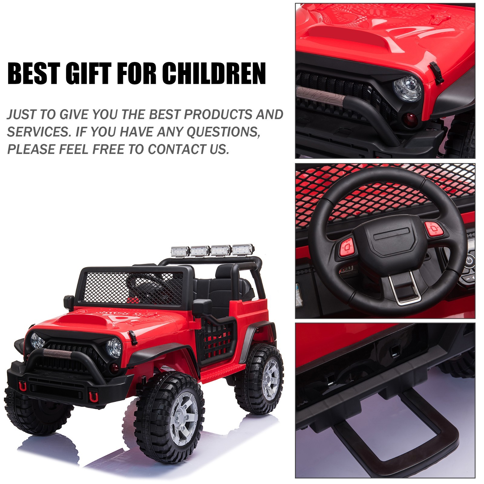 12V kids Ride On Jeep with Remote Control, Electric Car for Kids 3-8 Years-Black
