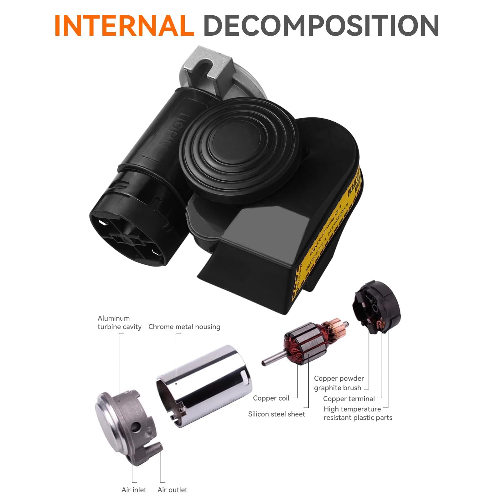 12V Car Air Horn 130DB Compact Mini Air Horn for Car Truck Motorcycle Golf ca…
