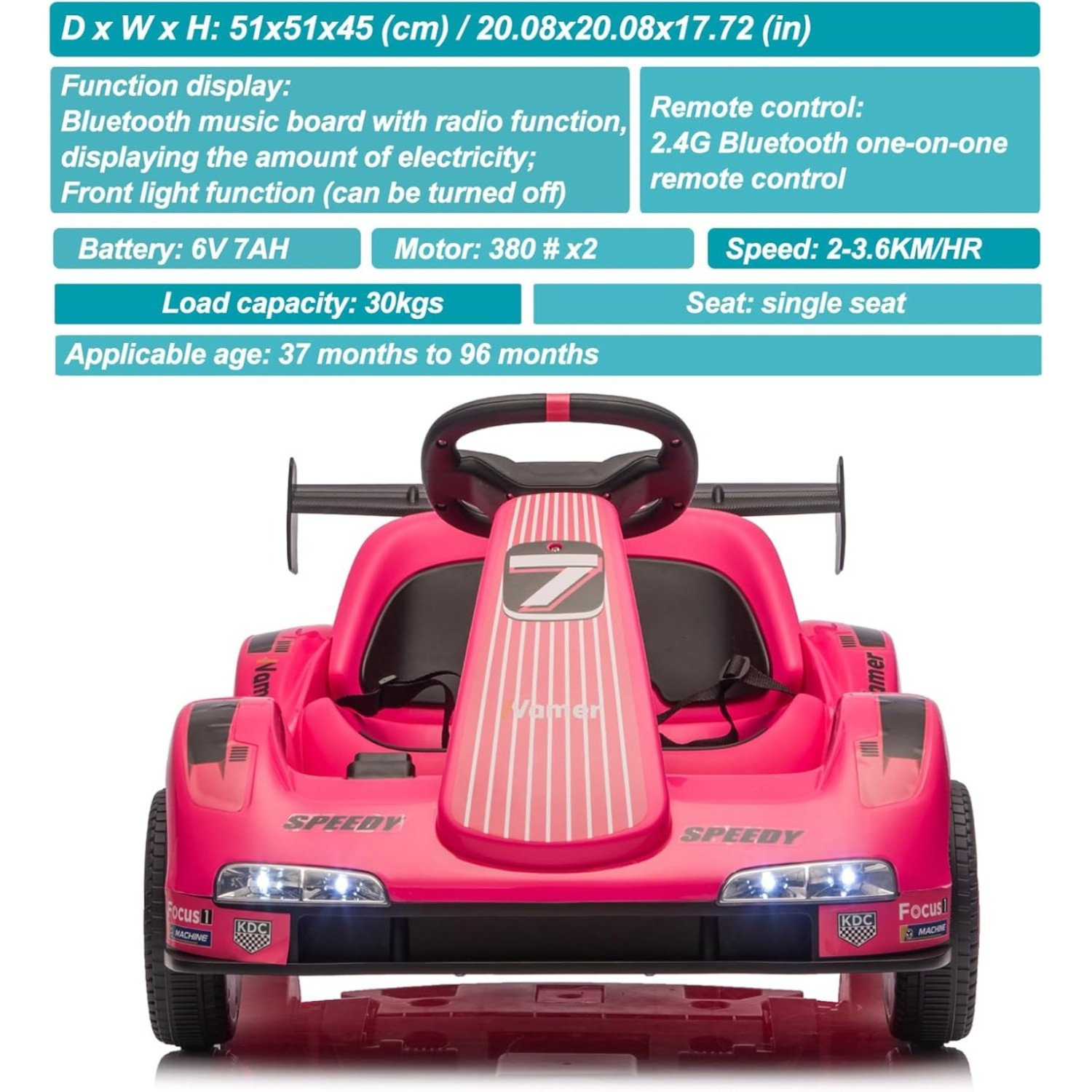 6V Electric Ride-on Racer Go Kart for Kids With Remote Control & Pedal Operation