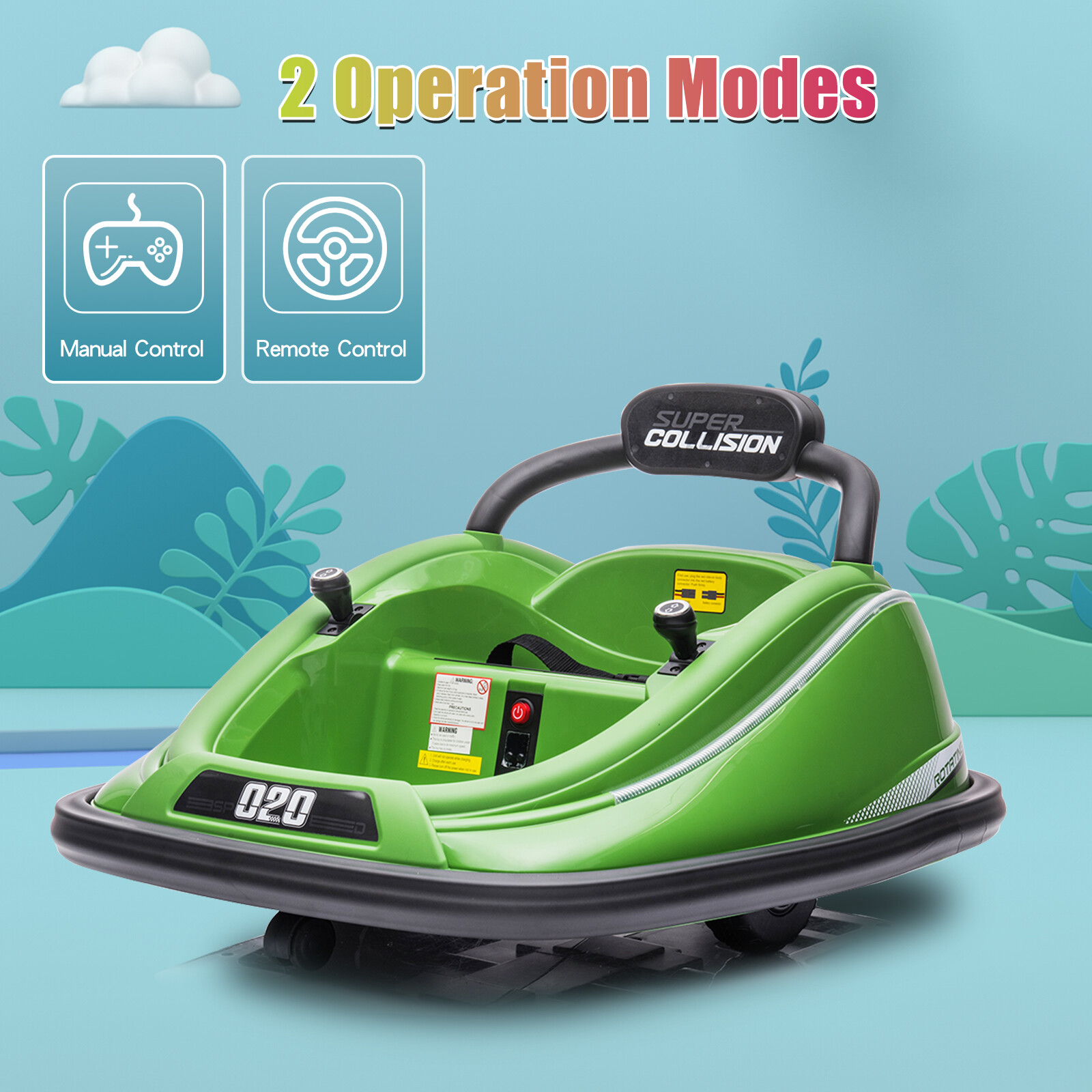 360° Spin 12V Kids Ride On Car Bumper Electric VehicleToy Parent Remote Control