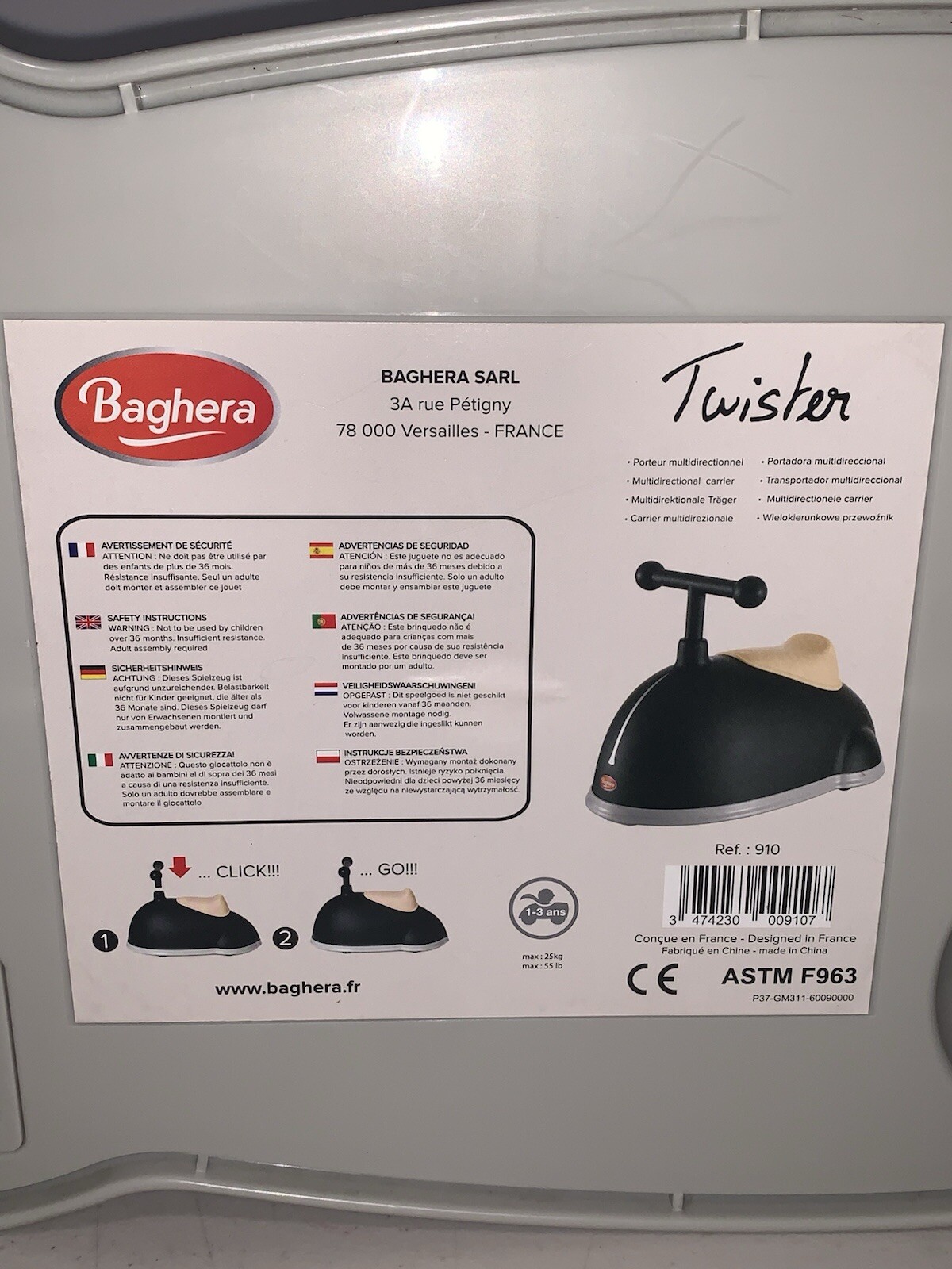Baghera Twister Black Ride On Car Indoor Outdoor For Children