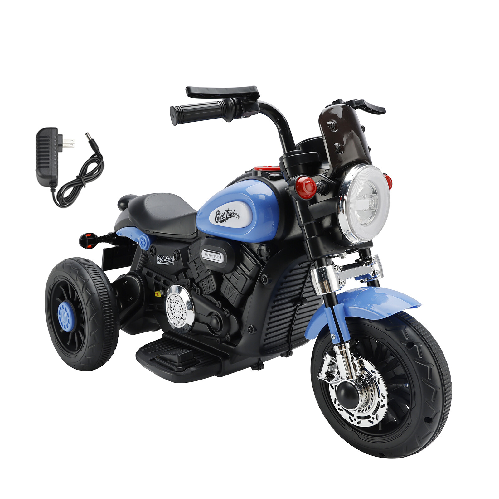 3 Wheel Kids Ride On Motorcycle 6V Powered Electric Dual Drive Toy Car Blue US