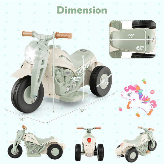 6V Kids Electric Ride on Motorcycle with Bubble Maker and Music-Beige – Color: B