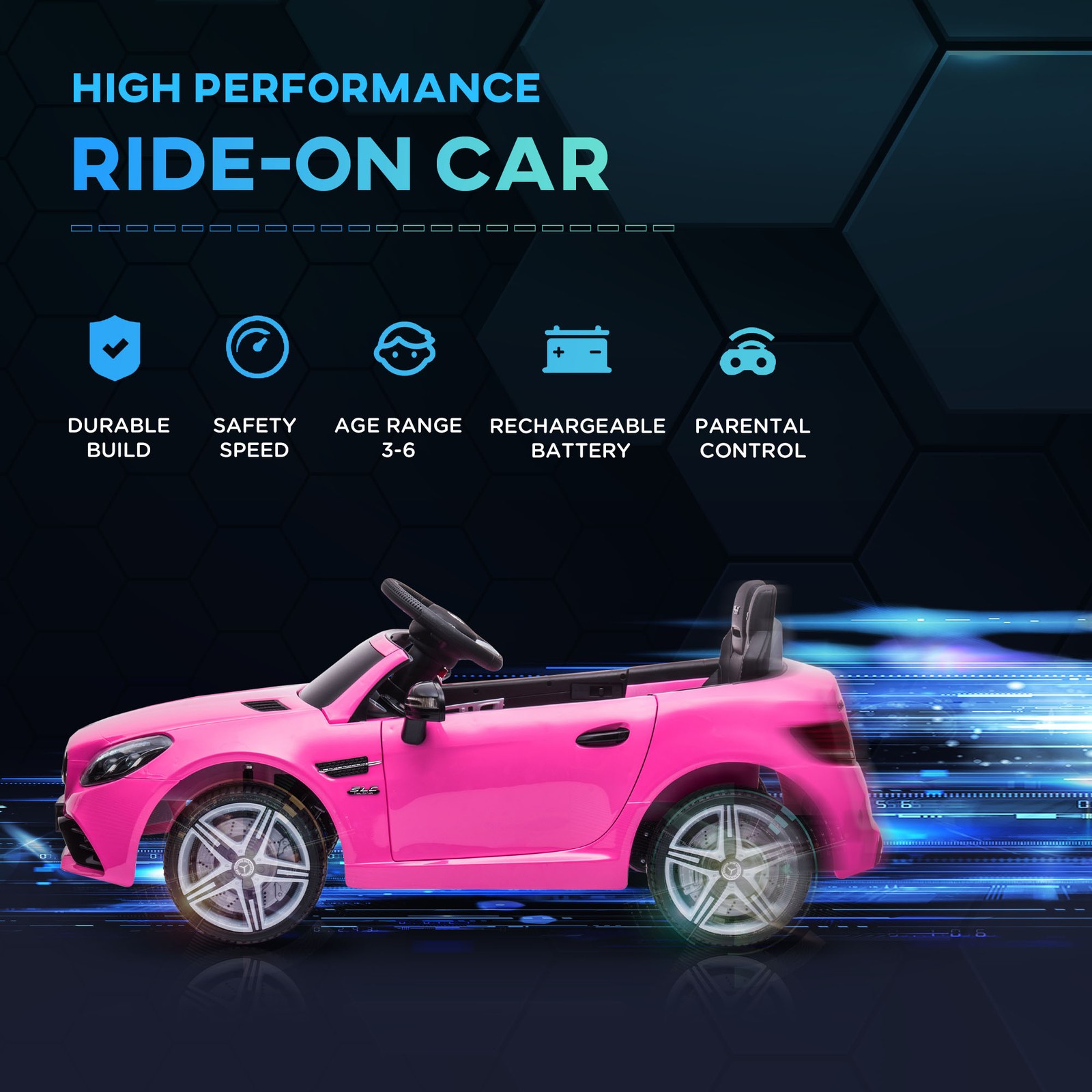 12V Ride On Toy Car for Kids with Remote Control, Pink