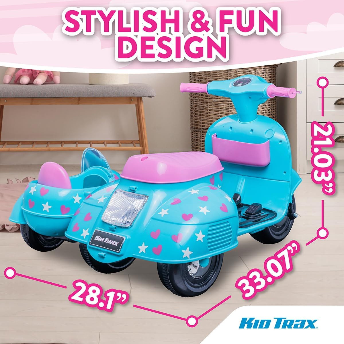 6V Starlight Scooter with Sidecar for Kids, Ages 18-30 Months, Maximum Rider Wei