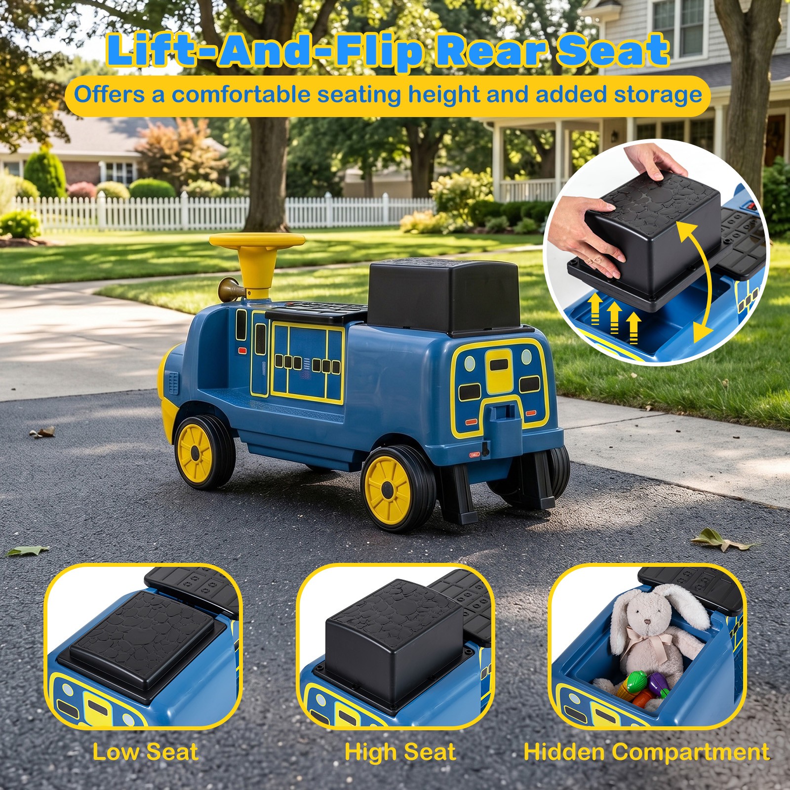 2-Seater Ride on Train,Licensed Chuggington Electric Vehicle w/Adjustable Seat