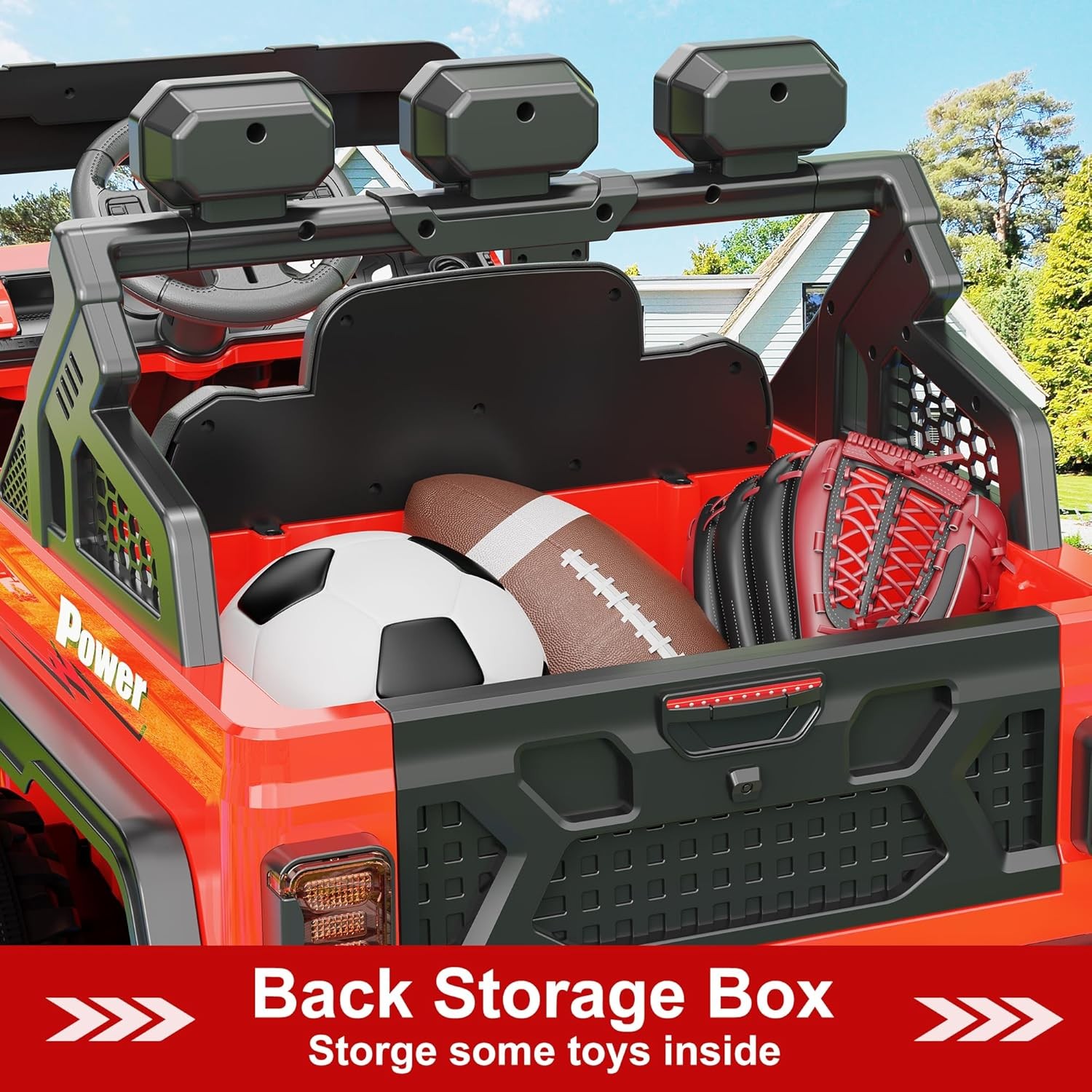 24V Ride on Toys for Big Kids Electric Car 4WD with 6 Wheels 3 Speeds Red