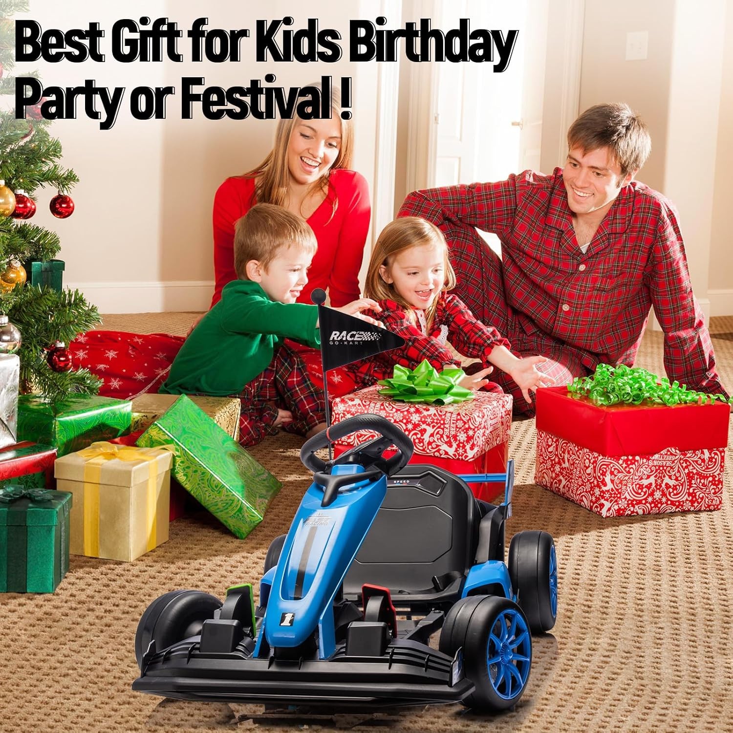 Garvee Electric Go Kart Toy for Kids,Ride on Drifting Car,Racing Car for 5-12
