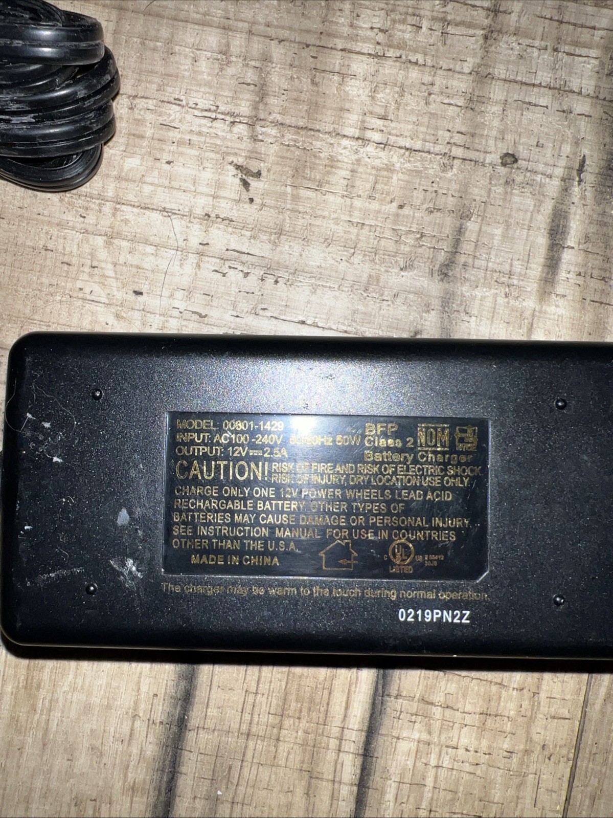 Fisher-Price Power Wheels Quick Charger 12 Volt Battery Mod: 00801-1429 12V 2.5A