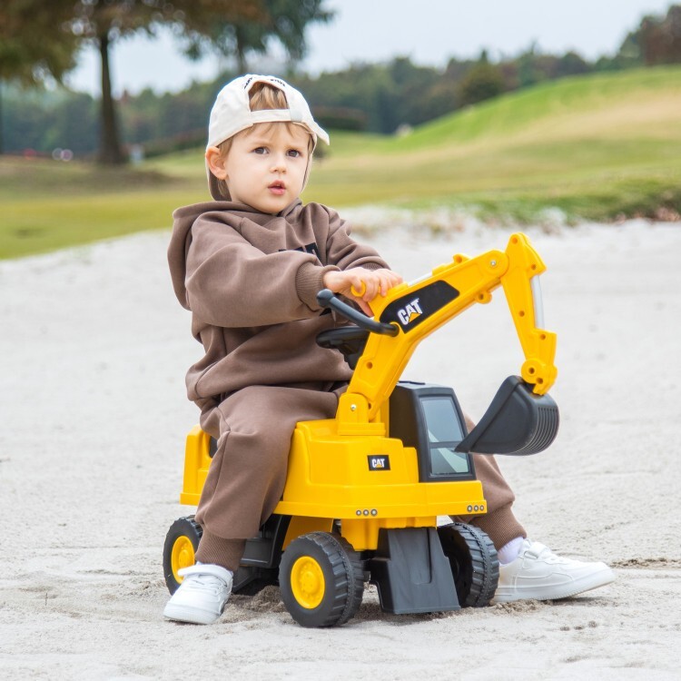 Kids Excavator Ride-On Digger Car Toy Gift Toddlers With Hidden Storage Space