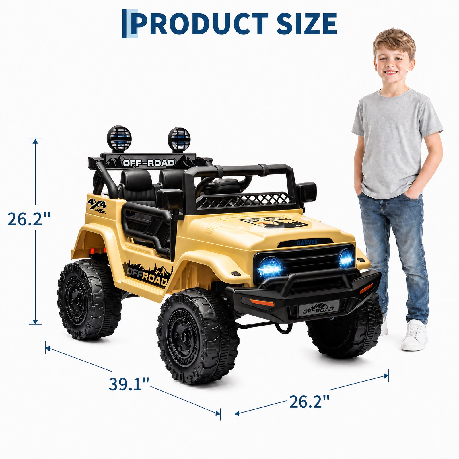 RC Ride on Truck Car 12V Kids Electric Vehicles,LED Lights,Bluetooth,3 Speeds
