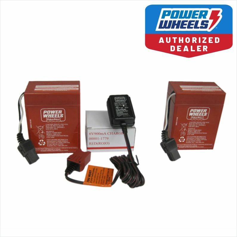Power Wheels 00801-0712 Two (2x) 6V RED Batteries AND One Charger Combination