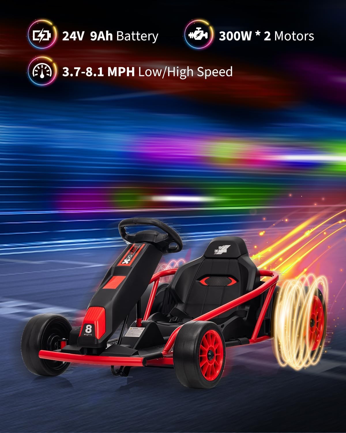 Garvee Ride On Go Kart for Kids, Electric Ride Toy,Fast Drifting Circling Car,