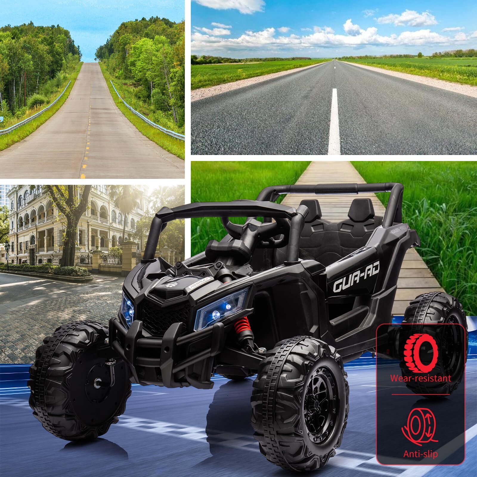 24V Kids Ride-On Utv Car with Remote Control Spring Suspension 200W Motor Music