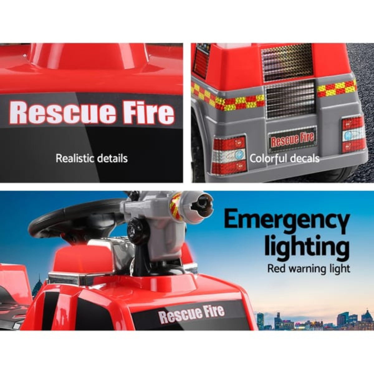 Rigo 6V Kids Electric Fire Truck Ride On Car Toy Red