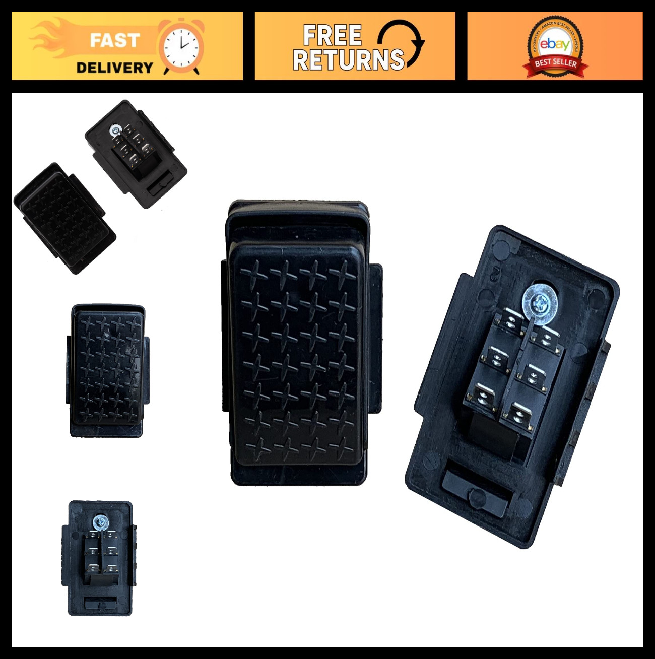 Accelerator Foot Pedal Reset Control Switch for Kids Ride-On Cars, 6/12/24V, Bla