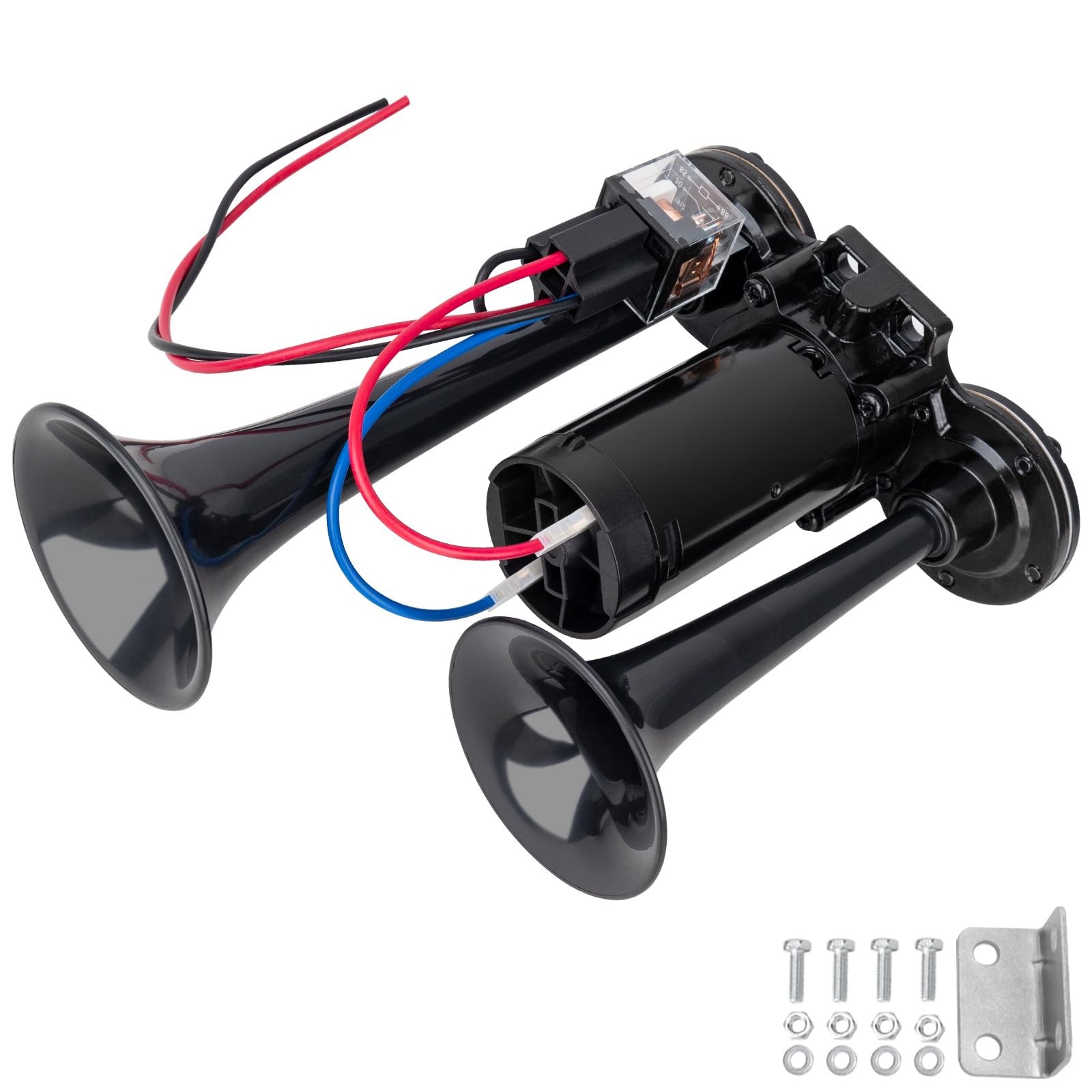 150dB 12V Black Waterproof Truck Horn with Compressor Integrated Dual Tube