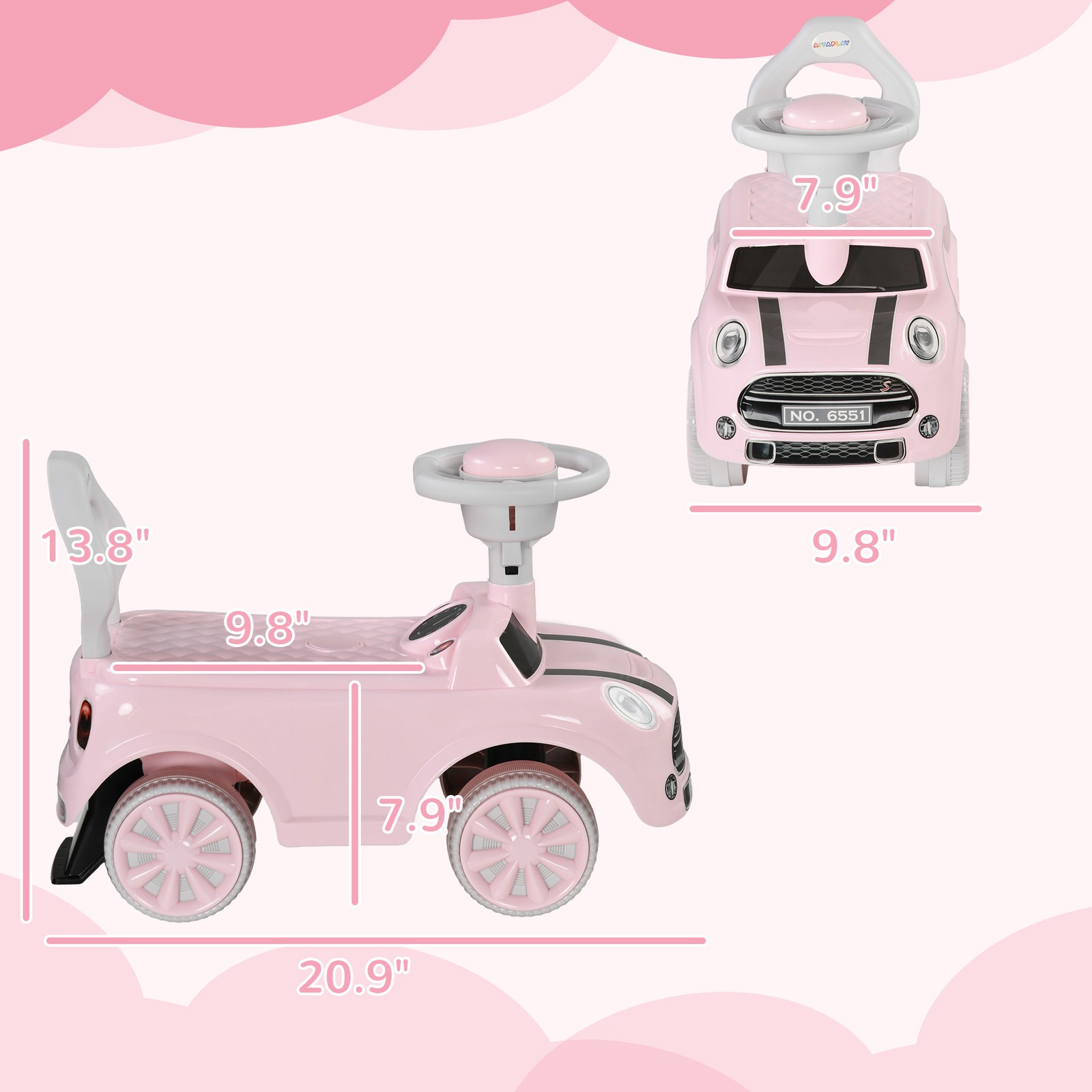 Toddler Ride on Toy, Foot to Floor Sliding Car, Pink