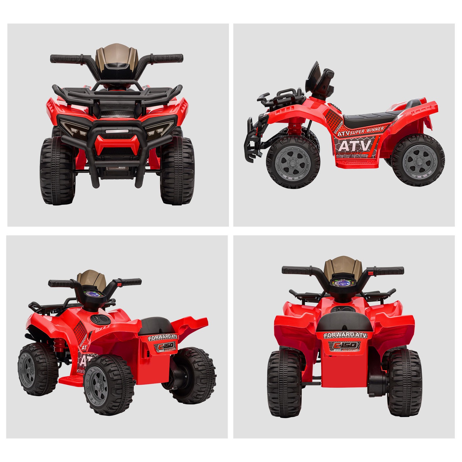 Kids 6V Battery Powered Ride On Car Quad Four Wheeler ATV Toy with Music Red