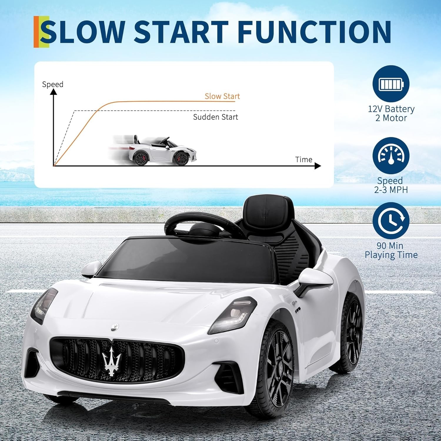 12V Kids Electric Ride-On Car with Remote Control, Safety Belts, Shock Absorbers