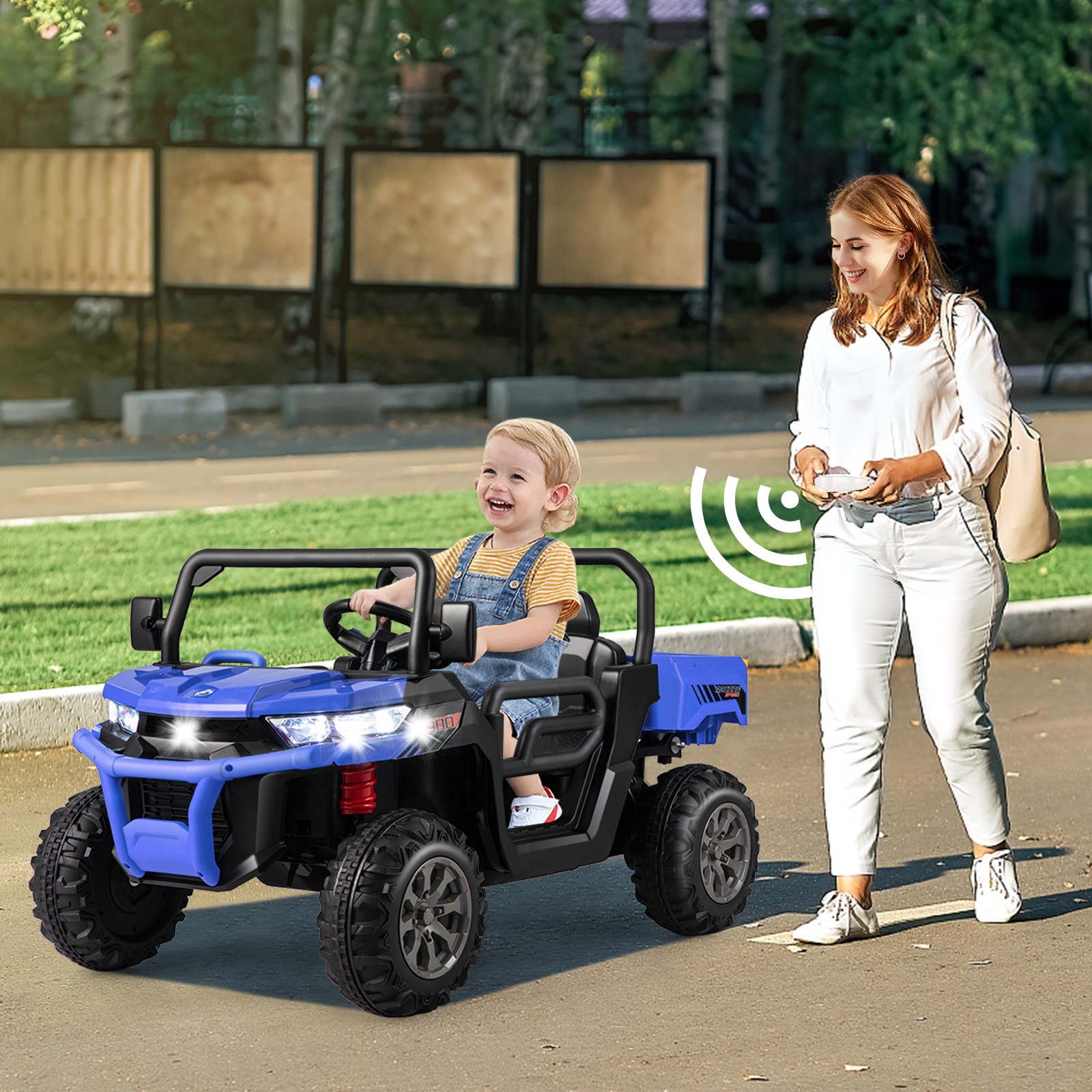 24V Kids Ride On Dump Truck 2-Seater Electric Truck w/ Remote Control Blue
