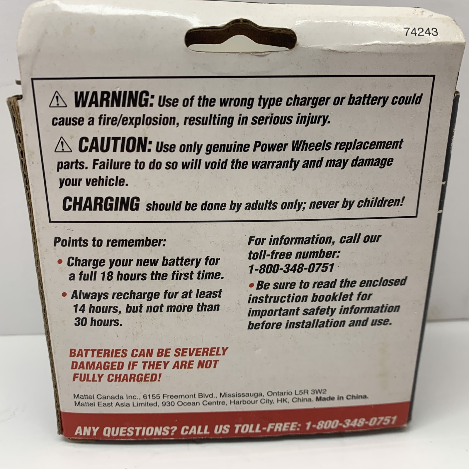 Fisher-Price Power Wheels Single Battery 12V Charger NOS. Box Opened.
