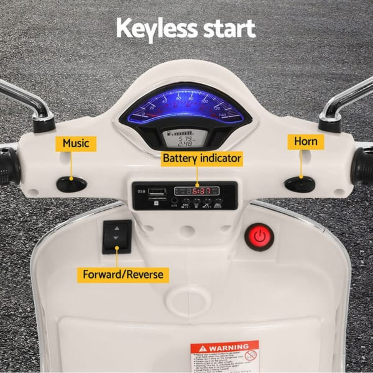 Kids Electric Ride On Vespa Style GTS Scooter Motorbike White AU