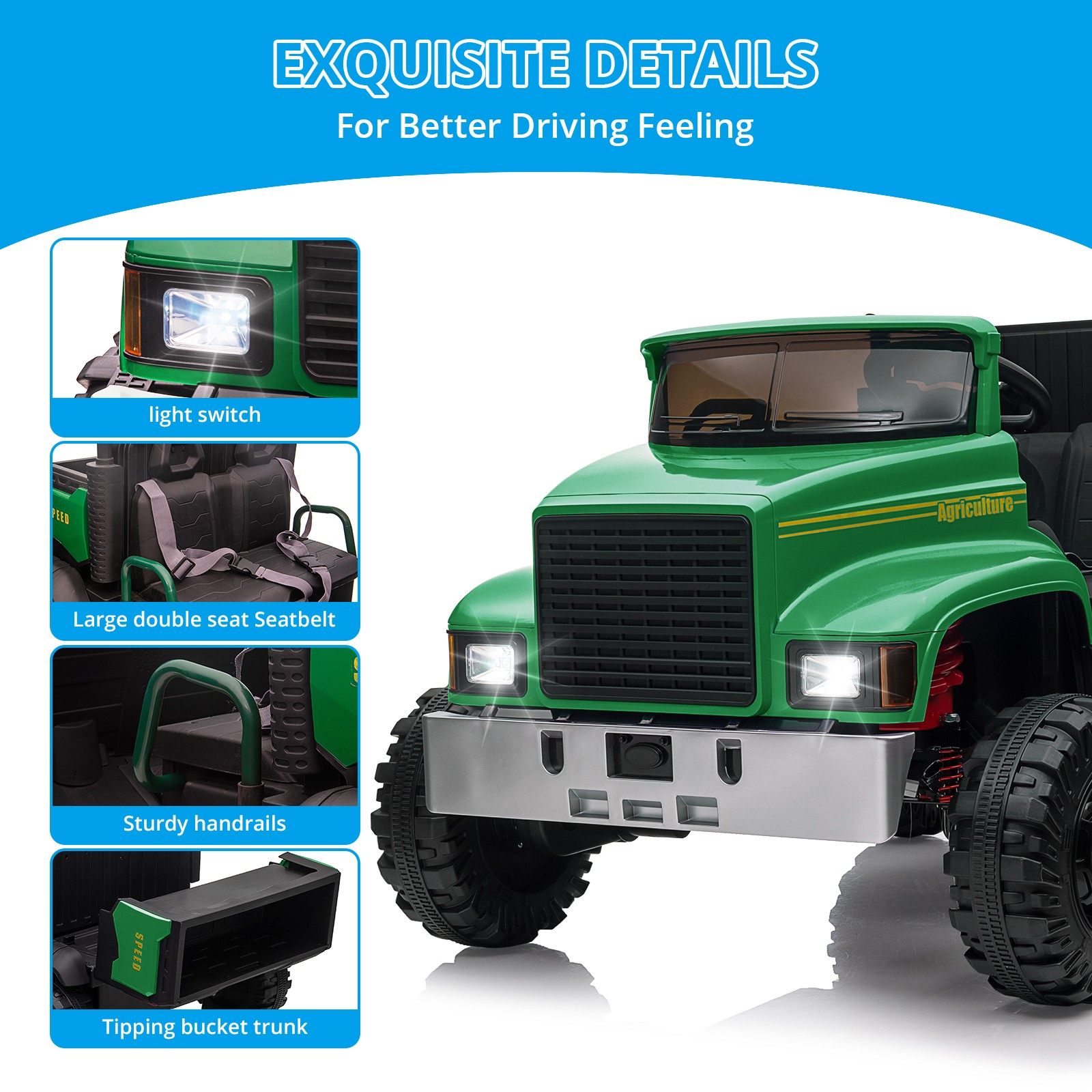24V Electric UTV Ride-On Car with Dump Bed for Kids,4 x 200W Motors with RC New