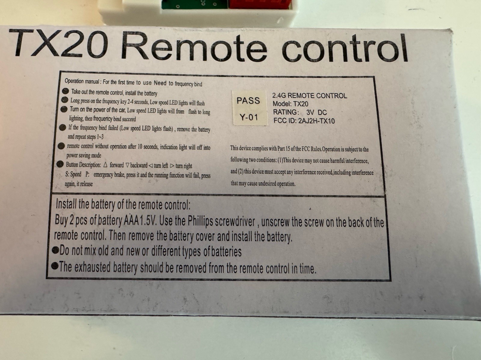 TX20 RX18 Children Ride Car Control Box with Remote and Bluetooth Receiver
