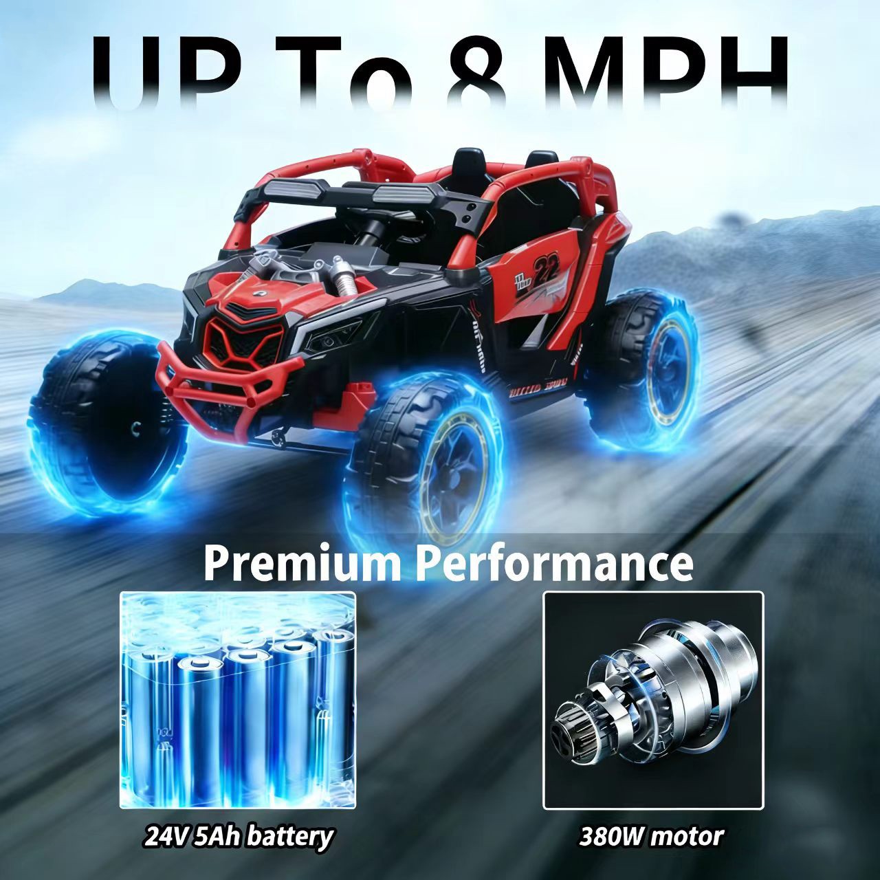 24V 400W Electric Ride on Car 2-Seater UTV Truck Power Wheels with Remote, Red